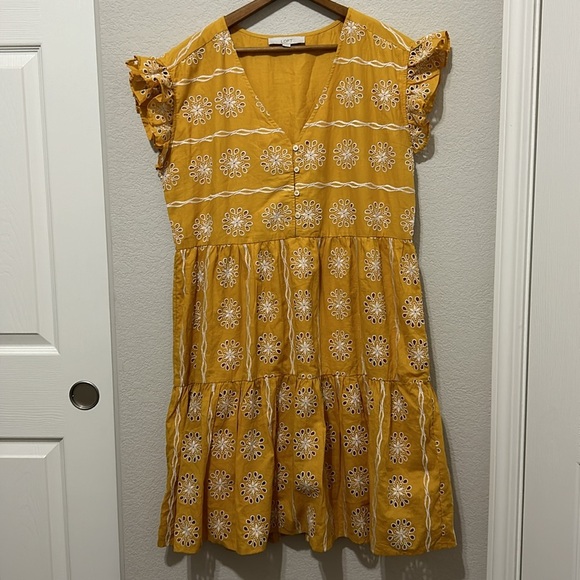Loft Eyelet Mustard Embroidered Dress Oversize
Medium Floral Cottage coquette - Picture 3 of 15
